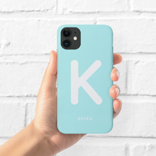 Étui de téléphone à monogramme bleu ciel