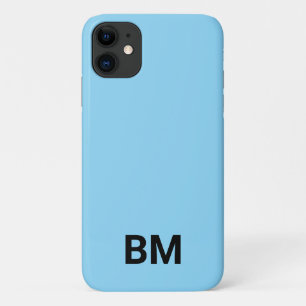 Étui de téléphone à monogramme bleu clair minimali