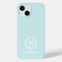 Étui de téléphone à monogramme et nom bleu personn