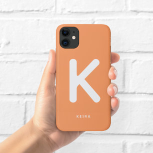 Étui de téléphone à monogramme orange corail