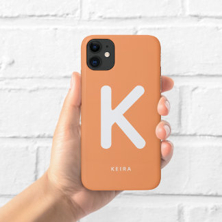 Étui de téléphone à monogramme orange corail