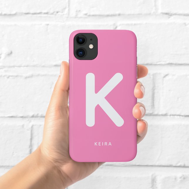 Étui de téléphone à monogramme rose bubble-gum (Créateur téléchargé)