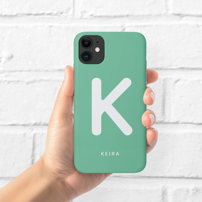 Étui de téléphone à monogramme vert émeraude (Créateur téléchargé)