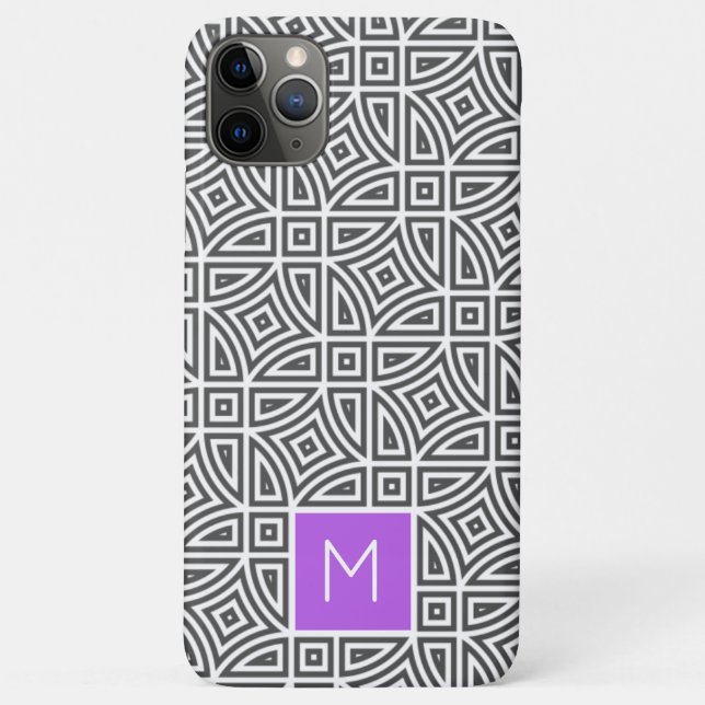 Étui de téléphone à motif abstrait avec monogramme (Dos)
