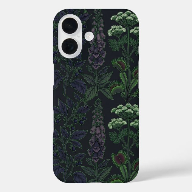 Étui de téléphone à motif botanique sombre de plan (Verso)