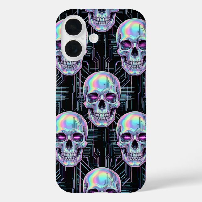 Étui de téléphone à motif de circuit crânien cyber (Verso)