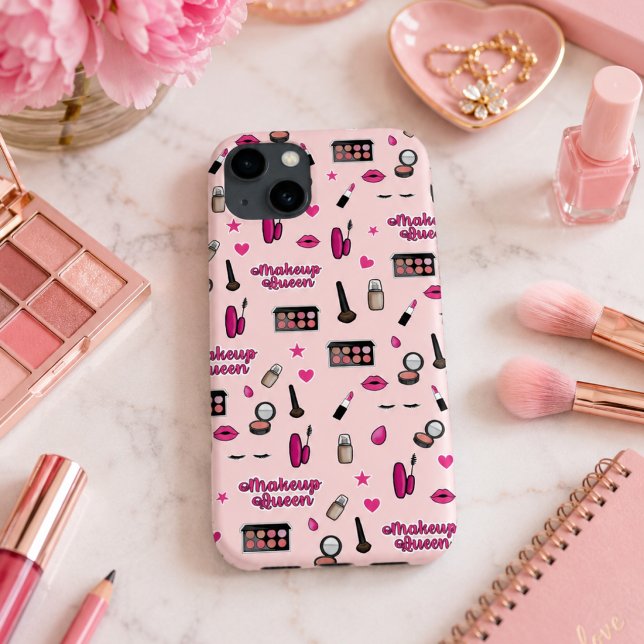 Étui de téléphone à motif de maquillage rose (Créateur téléchargé)