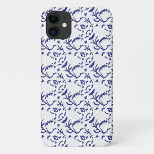 Étui de téléphone à motif floral bleu de style chi
