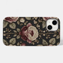 Étui de téléphone à motif floral de rose gothique 