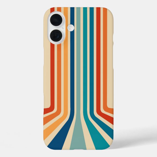 Étui de téléphone à rayures arc-en-ciel rétro (Verso)