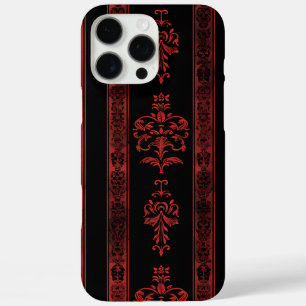 Étui de téléphone à rayures en damas rouge gothiqu