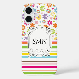 Étui de téléphone à rayures florales personnalisée