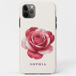 Étui de téléphone à rose rouge personnalisé Élégan