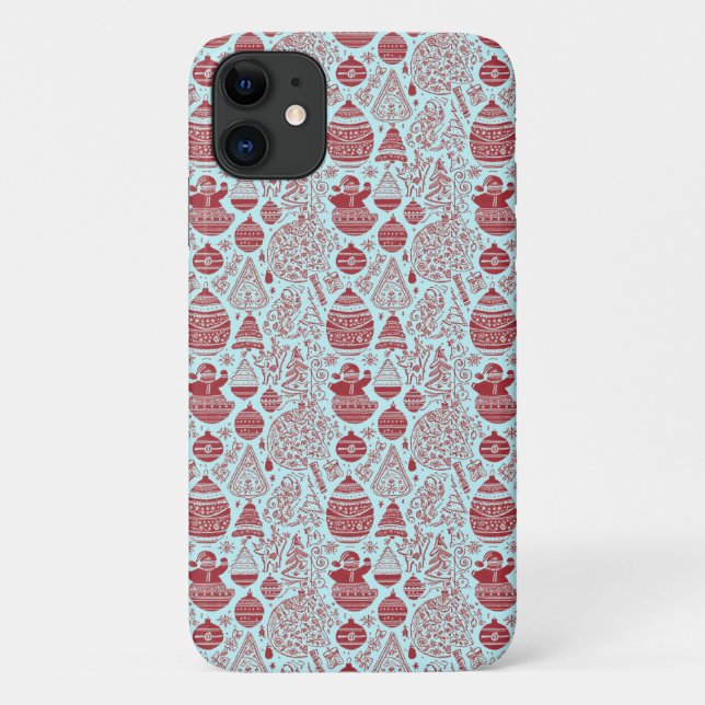 Étui de téléphone à thème de Noël rouge et blanc (Dos)
