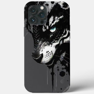 Étui de téléphone à thème loup Un noir et blanc fé