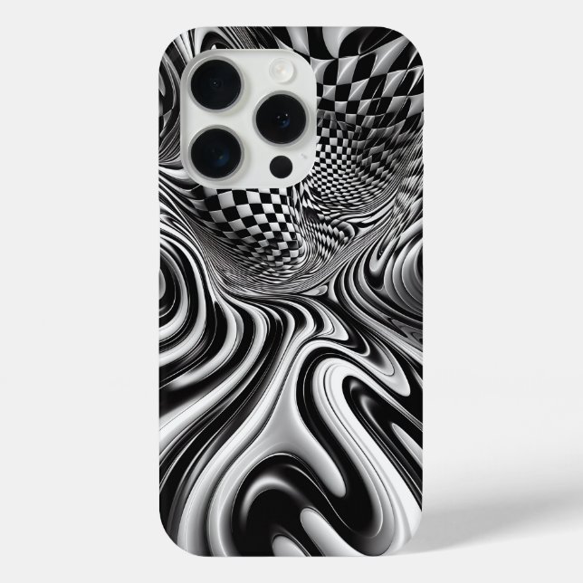 Étui de téléphone à tourbillon liquide noir et bla (Verso)