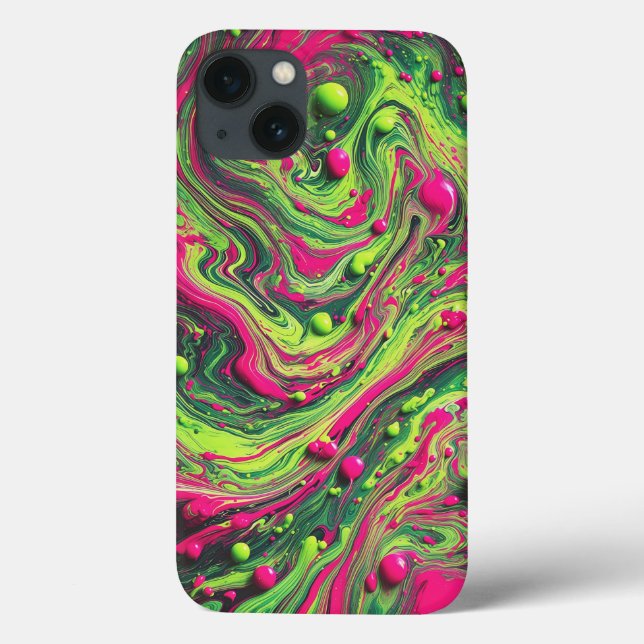Étui de téléphone à tourbillon liquide rose néon e (Verso)