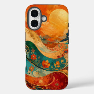 Étui de téléphone à vague florale vintage