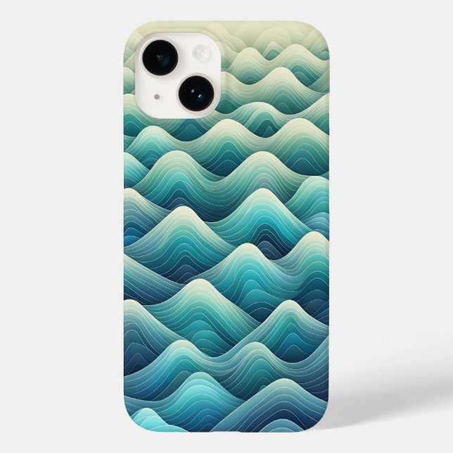 Étui de téléphone à vagues dégradées bleu sarcelle (Verso)