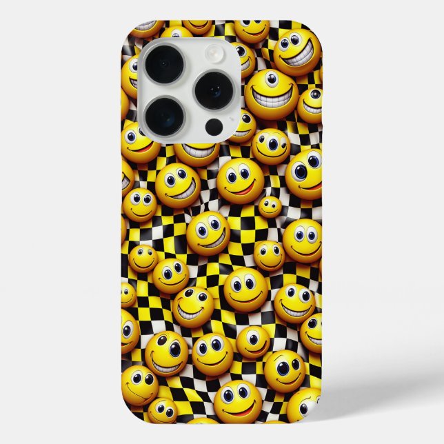 Étui de téléphone à visage souriant rétro Happy -  (Verso)