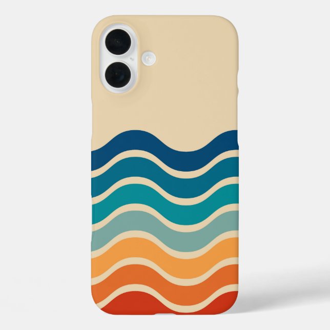 Étui de téléphone abstrait à vague océanique rétro (Verso)