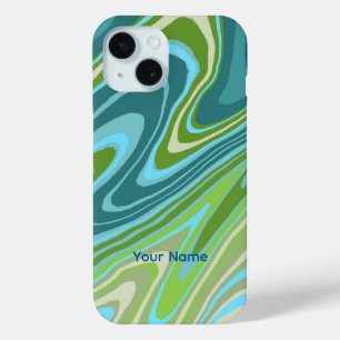 Étui de téléphone abstrait bleu et vert coloré