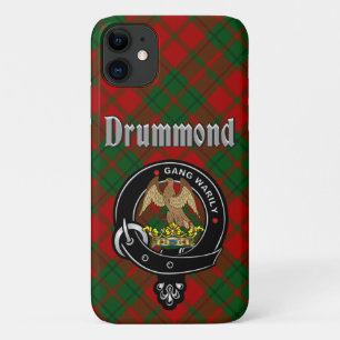 Étui de téléphone avec badge et tartan du clan Dru