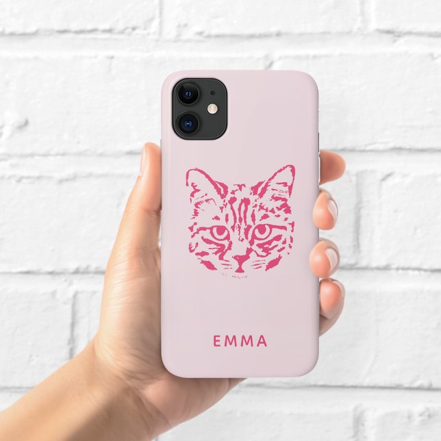 Étui de téléphone avec illustration de chat rose (Créateur téléchargé)