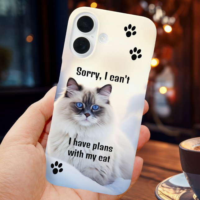 Étui de téléphone avec photo de chat drôle  (Cute funny cat personalized phone case - add your custom photo and texts)