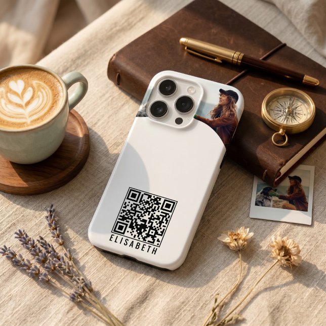 Étui de téléphone avec photo personnalisée, nom et (Personalized Photo, Name & QR Code Phone Case)