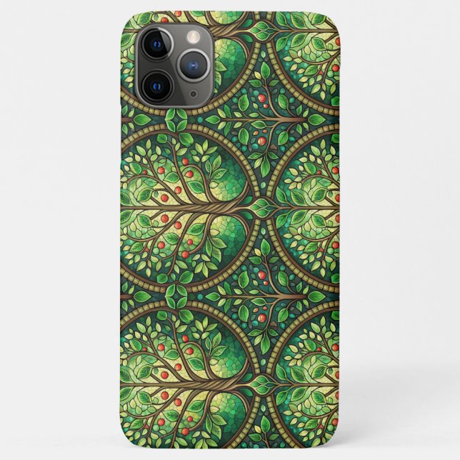 Étui de téléphone avec un motif de feuille vert et (Dos)