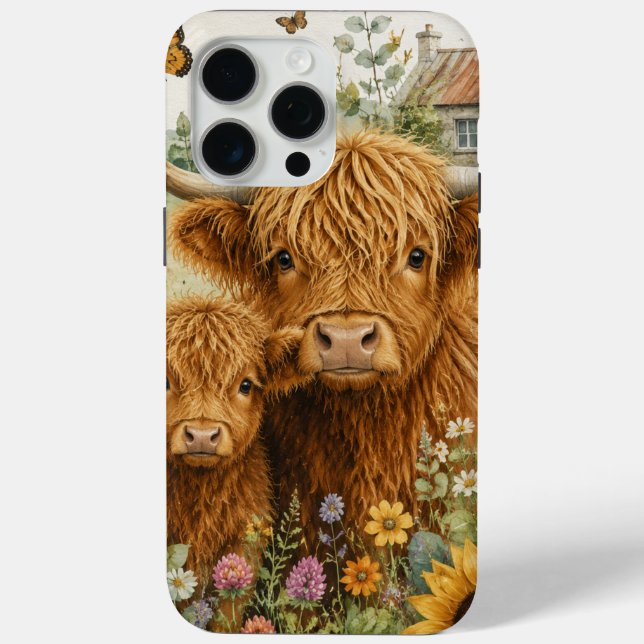 Étui de téléphone avec vaches des Highlands mignon (Verso)
