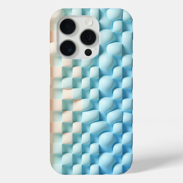 Étui de téléphone bleu et crème ondulé 3D moderne  (Verso)