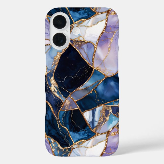 Étui de téléphone Blue Marble Or Luxe Abstrait (Verso)