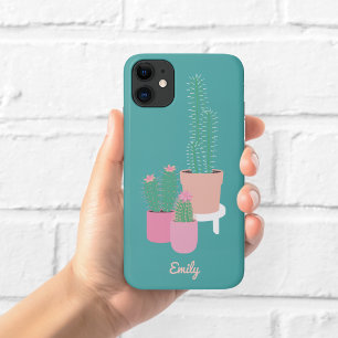 Étui de téléphone Cactus en pot mignon Vert