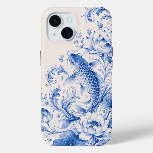 Étui de téléphone Carpe Koï Bleue Lotus (Verso)
