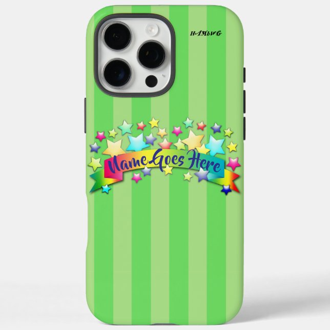 Étui de téléphone cellulaire à rayure verte  HAMbW (Verso)