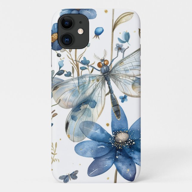 Étui de téléphone cellulaire iPhone Blue Dragonfly (Dos)