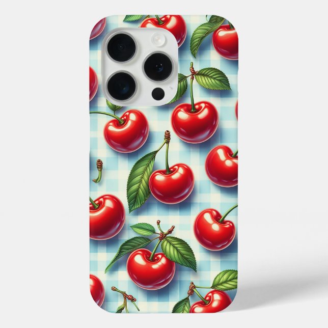 Étui de téléphone Cerise d'été Rétro Rouge vibrant (Verso)