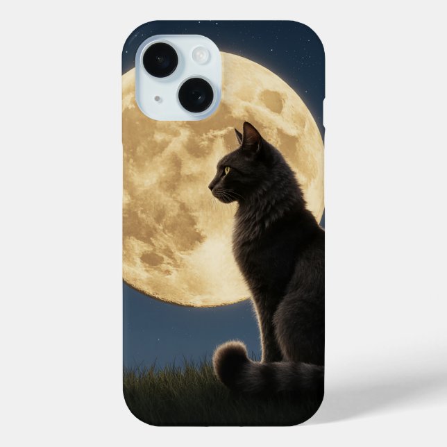 étui de téléphone chat et lune (Verso)