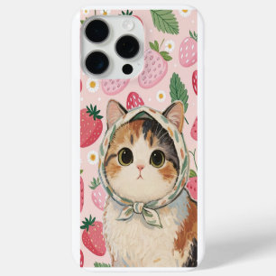 Étui de téléphone chat mignon fraise Kawaii chaton