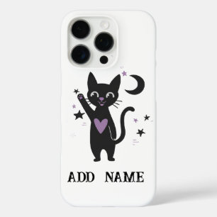 Étui de téléphone chat noir personnalisé avec étoi