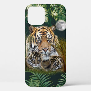 Étui de téléphone chat tigre et chatons