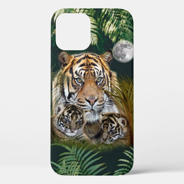 Étui de téléphone chat tigre et chatons (Verso)