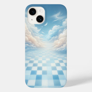 Étui de téléphone Ciel damier bleu surréaliste - R