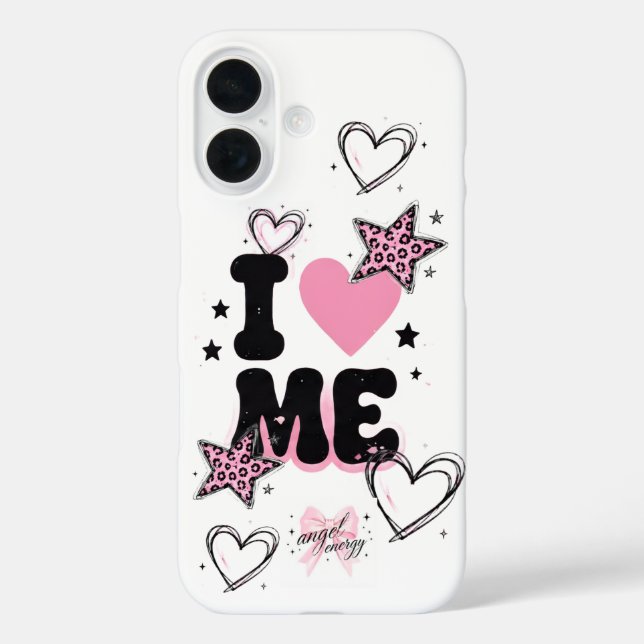 Étui de téléphone coeurs et étoiles roses mignons  (Verso)
