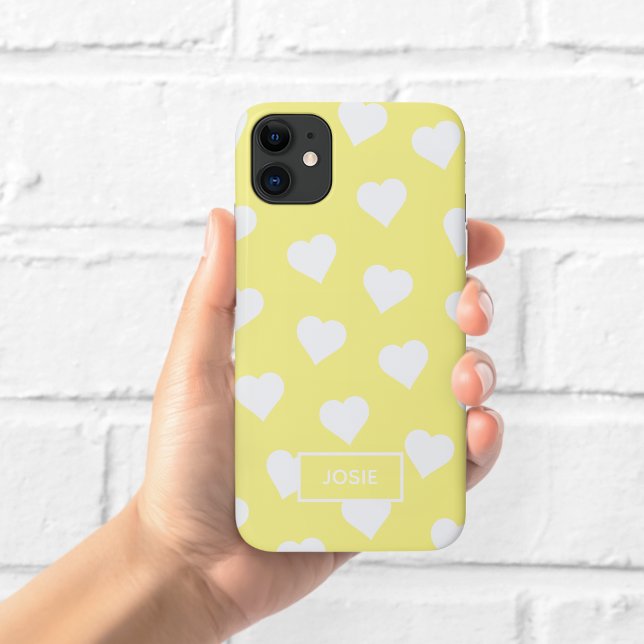 Étui de téléphone coeurs jaunes mignons (Créateur téléchargé)