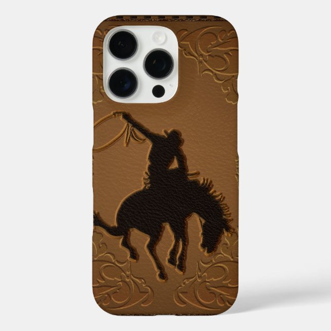 Étui de téléphone Country Western en cuir marron (Verso)