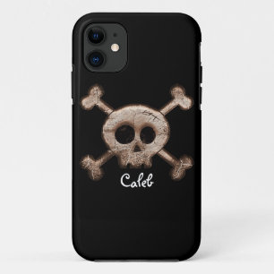 Étui de téléphone crâne et os en détresse
