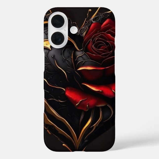 Étui de téléphone Dark Art Luxueux « Cœur de Rose  (Verso)